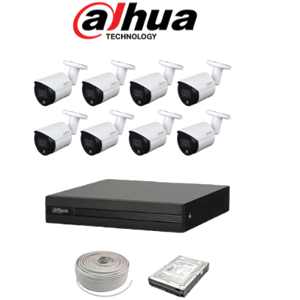 Dahua FULL COLOR 4MP IP POE Camera Kit - 8ch NVR - 8 x 4MP IP FULL COLOR cameras - 1TB HDD - 100M cable - 30M Night vision