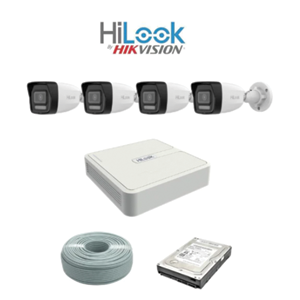 HiLook by Hikvision 2MP IP AUDIO camera kit - 8ch NVR with 8 POE - 4 x 2MP IP cameras 30m IR - 1TB HDD - 100m Cat5 cable