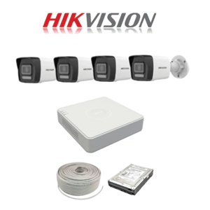 Hikvision Smart Hybrid 2MP IP Kit - 4ch NVR with 4POE, 4 x 2MP IP cameras 30m IR, 1TB HDD, 100m Cable